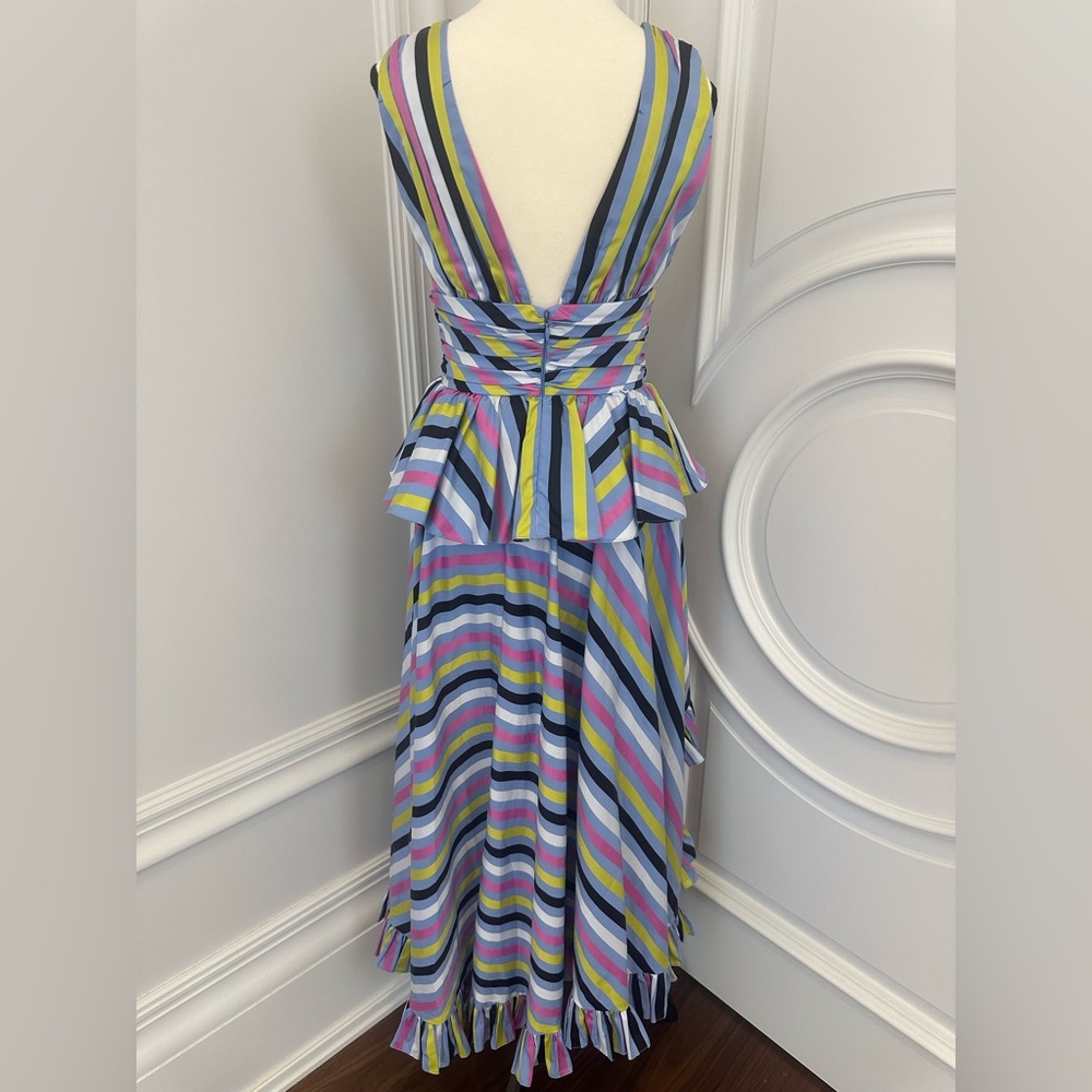 Caroline Constas Multicolored Striped Co Ord High Low Skirt (XS) Peplum Top (S) - Picture 6 of 16